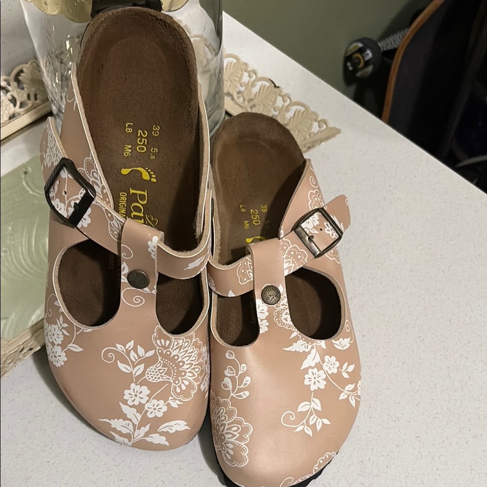Papillio Blush Pink Floral T-Strap Clogs